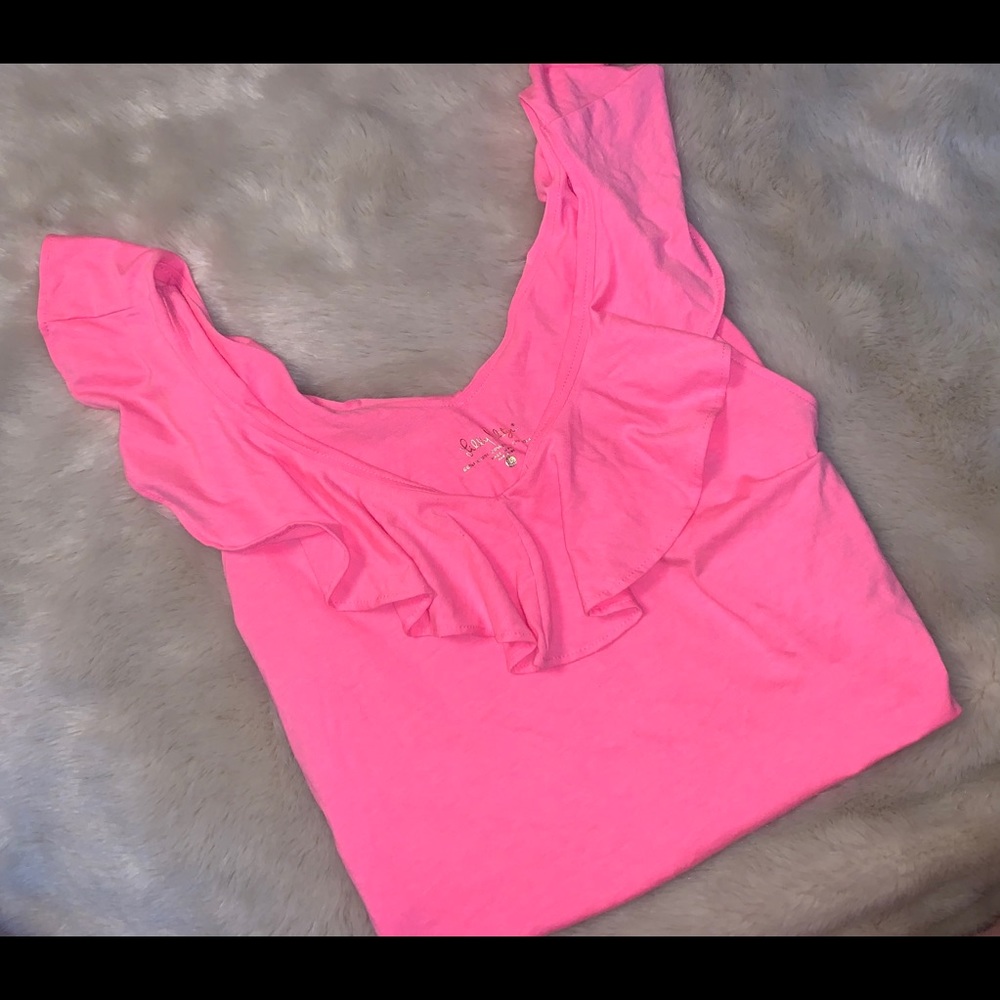 Lilly Pulitzer Bright Pink Ruffle Tank Top